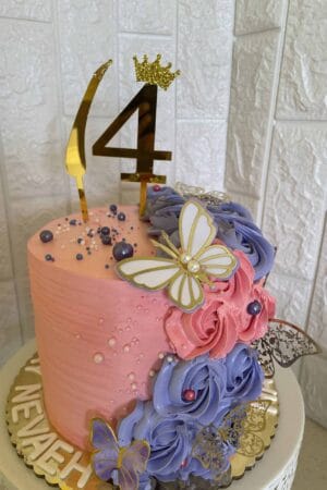 Pink and Purple with pearls Birthday Cake