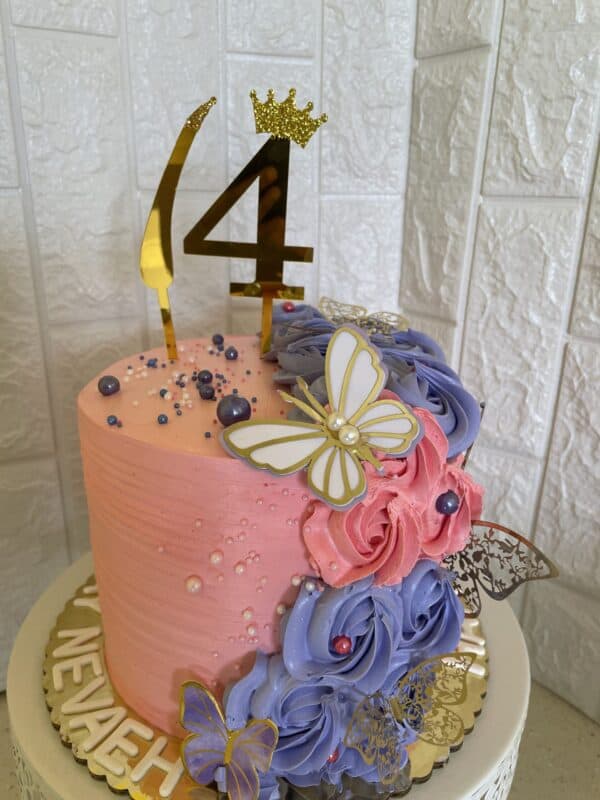 Pink and Purple with pearls Birthday Cake