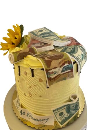 Yellow Money Theme Birthday Cake