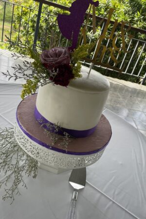 Lilac with Fresh Flowers Wedding Cake