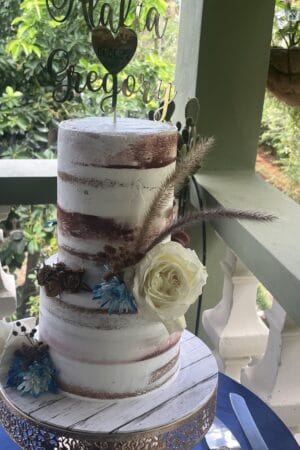 Naked Wedding Cake with Dry Floral