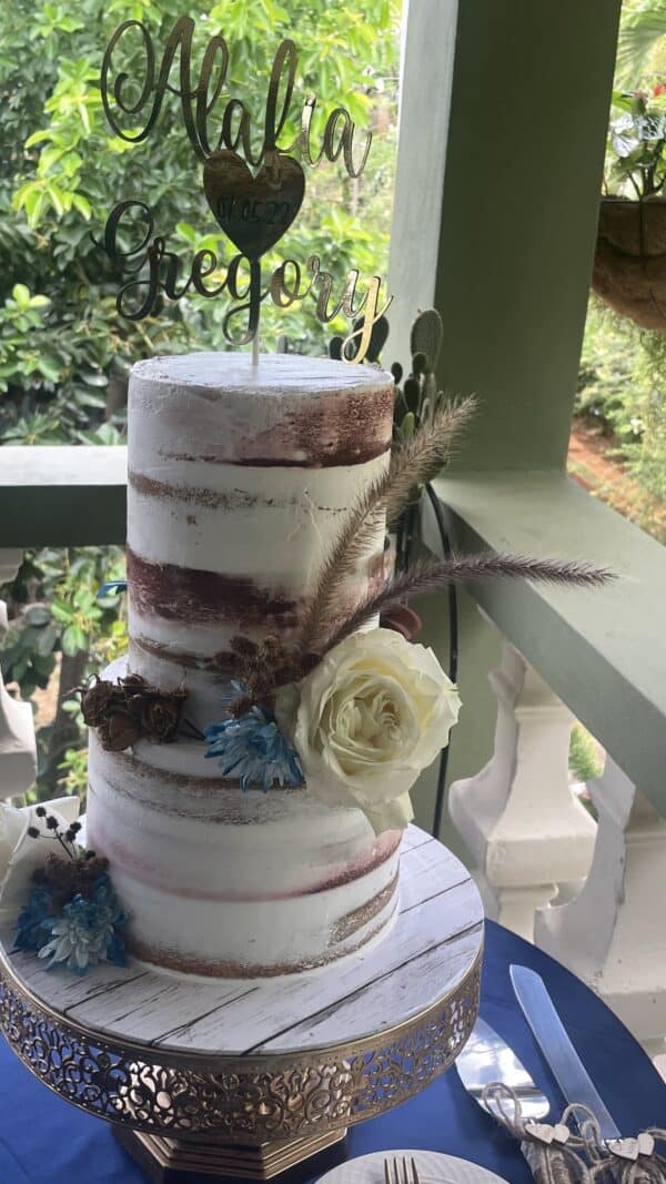 Naked Wedding Cake with Dry Floral