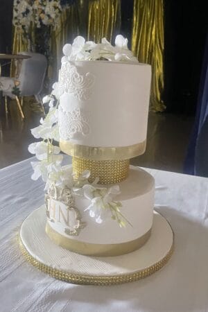 Floral Head Over Heels Wedding Cake