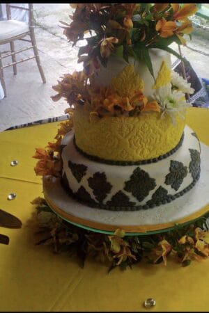 Yellow and Black Wedding Cake