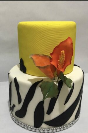 Simple and Elegant Black and Yellow Wedding Cake