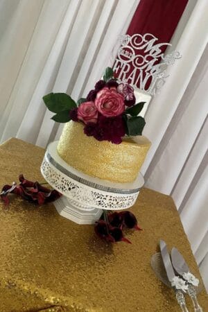 Classic Gold and Floral Wedding Cake