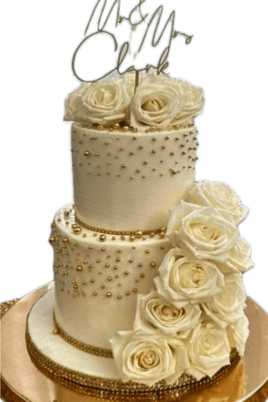 Rose Gold with Pearls Wedding Cake